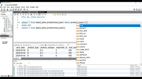 SQL UNION: Combining Result Sets From Multiple Queries.